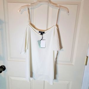 NWT about a girl cold shoulder white top large